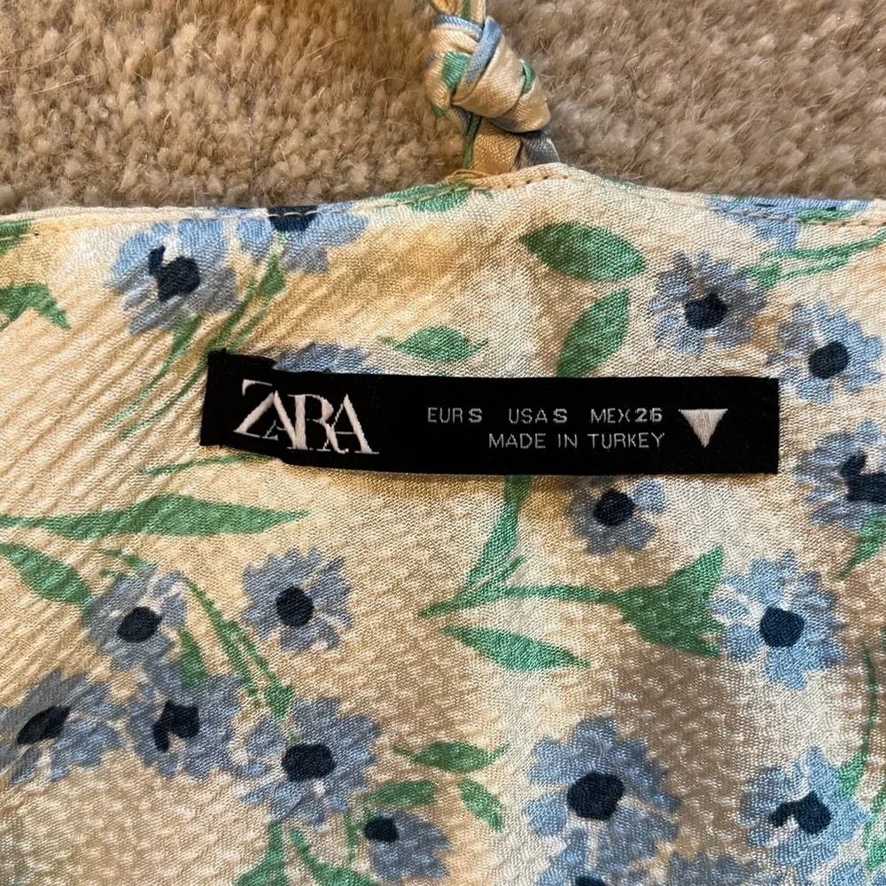 Zara Blue and Cream Floral Cowl Neck Mini Sundress - Picture 3 of 3